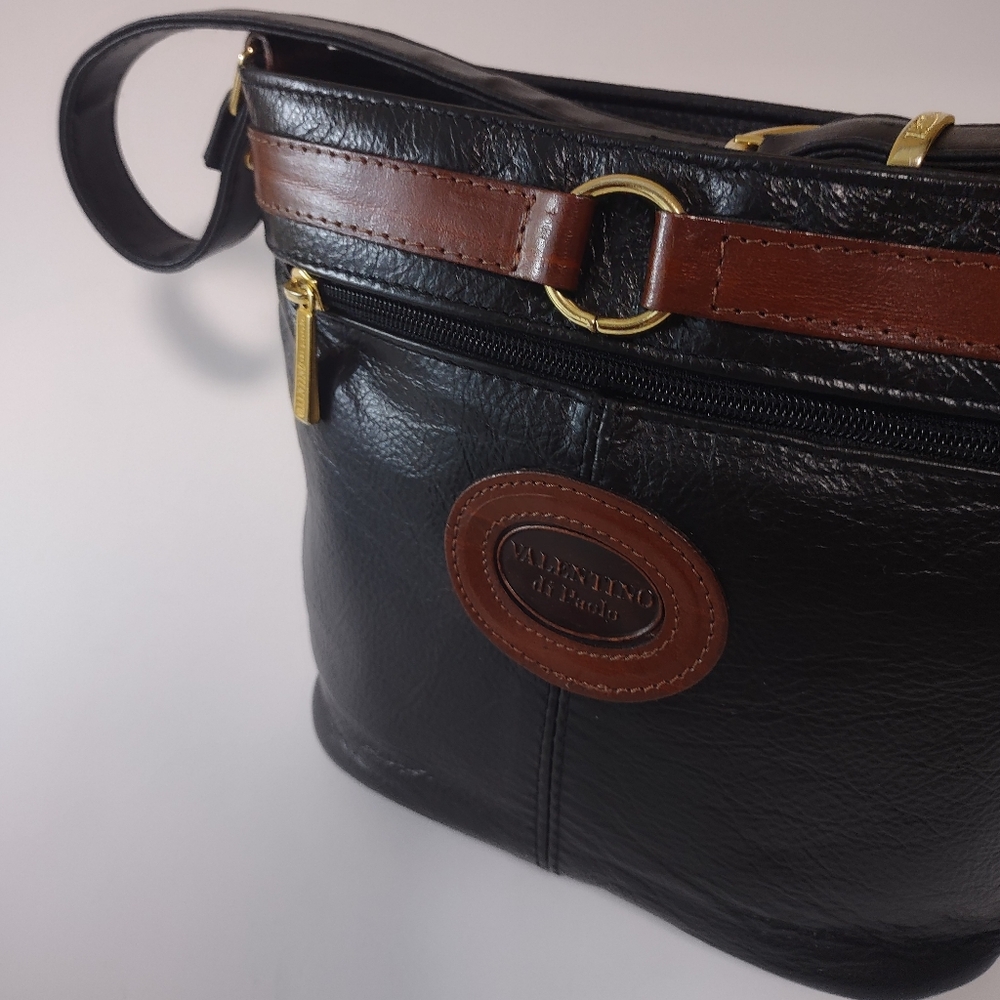 Valentino Di Paolo Black And Brown Leather Shoulder Hobo Bag / Purse